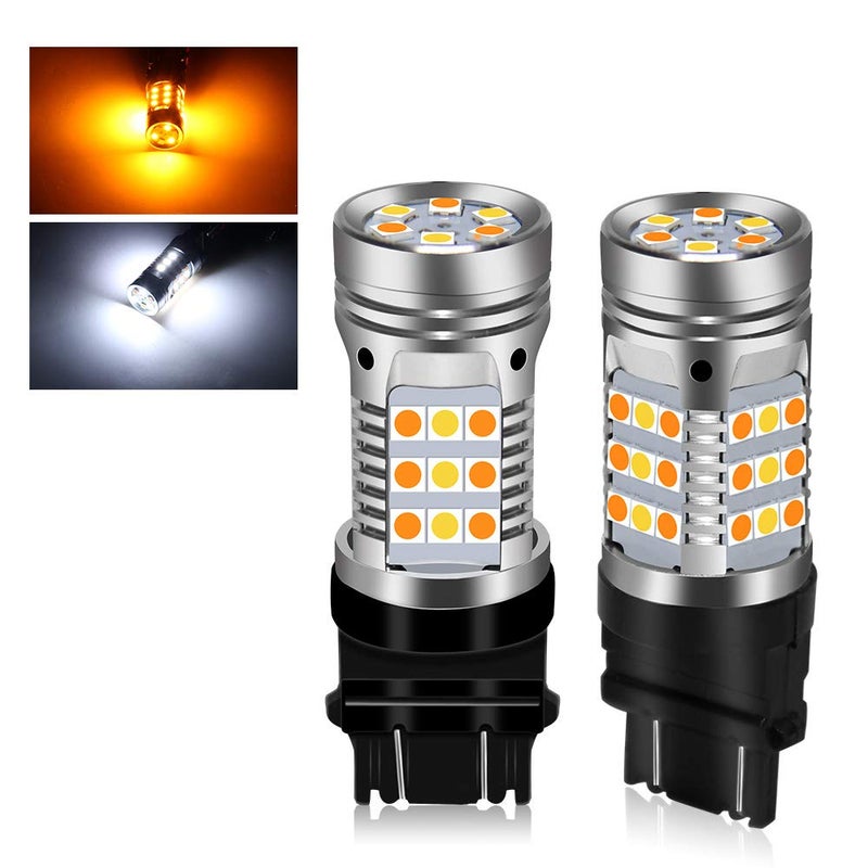 OPL5 3157 LED Bulbs Switchback Amber Turn Signal Lights 12V White Side Light Switchback Led Bulbs 42 Led Error Free Canbus Built-in Load Resistor 2Pcs 3157 3057 Car Blinker Lamp (White Amber 3157) - Image 1